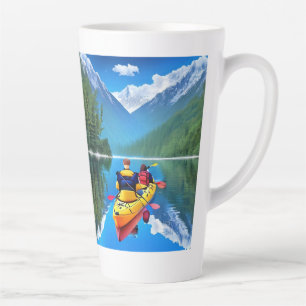 Paar im Kayak Kayak-Thema Milchtasse