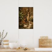 Paar im Schwanengarten Retro-Orientalismus Poster (Küche)
