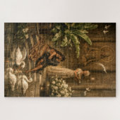 Paar im Schwanengarten Retro-Orientalismus Puzzle (Horizontal)