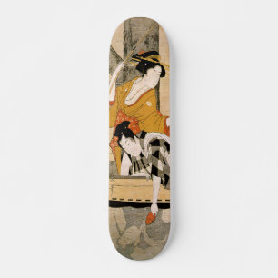 Paar in Boot unter der Brücke japanisch ukiyo-e Skateboard
