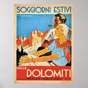 Paar in den Dolomiten Alpen, Italien Poster