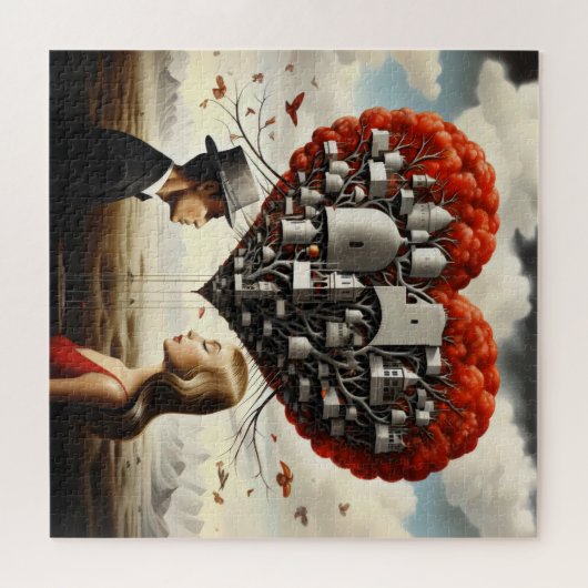 Paar in der Liebe Surrealismus Puzzle (Horizontal)
