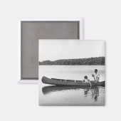 Paar in einem Kanu Magnet (Vorderseite/Rückseite)