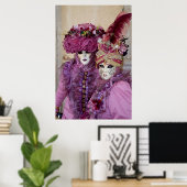 Paar in Karnevalskostüme, Venedig Poster (Heimbüro)