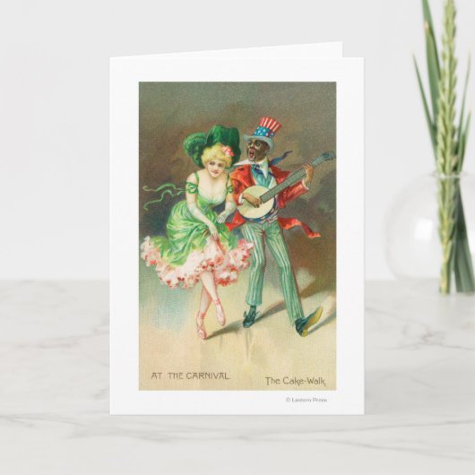 Paar in Kostüm beim Kuchen Karte (Vorderseite)