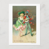 Paar in Kostüm beim Kuchen Postkarte (Vorderseite)