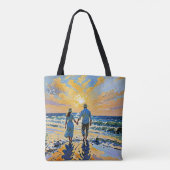 Paar in Liebe am Strand - Tote Tasche (Rückseite)