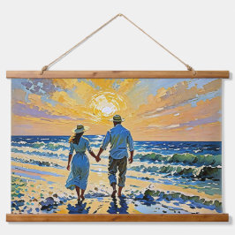 Paar in Liebe am Strand - Wandteppiche