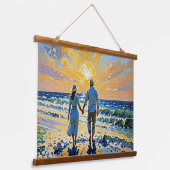 Paar in Liebe am Strand - Wandteppiche (Gewinkelt)