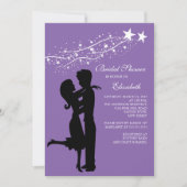 Paar in Liebe Brautdusche Einladung Lila (Vorderseite)