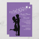 Paar in Liebe Brautdusche Einladung Lila (Vorne/Hinten)