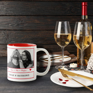 Paar in Liebe I Personalisiert 2 Fotos I Rot I Zweifarbige Tasse