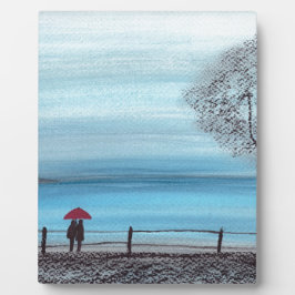 Paar in Liebe mit rotem Schirm Fotoplatte