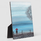 Paar in Liebe mit rotem Schirm Fotoplatte (Seite)