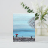 Paar in Liebe mit rotem Schirm Postkarte (Stehend Vorderseite)