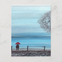 Paar in Liebe mit rotem Schirm