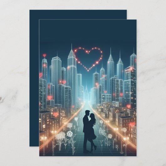 Paar in Liebe mitten in einer Stadt (Vorne/Hinten)