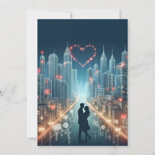Paar in Liebe mitten in einer Stadt