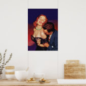 Paar in Liebe Retro Vintage Pulsabdeckung Art Poster (Küche)