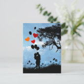 Paar in Liebe Silhouette und Balloons Postkarte (Stehend Vorderseite)