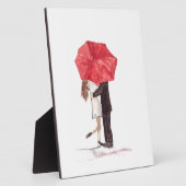 Paar in Liebe unter rotem Schirm Fotoplatte (Seite)