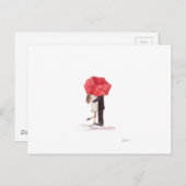 Paar in Liebe unter rotem Schirm Postkarte (Vorne/Hinten)