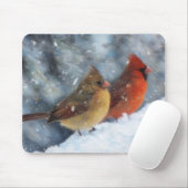 Paar Kardinalvögel Paar Winterkunst-Mauspad Mousepad (Mit Mouse)