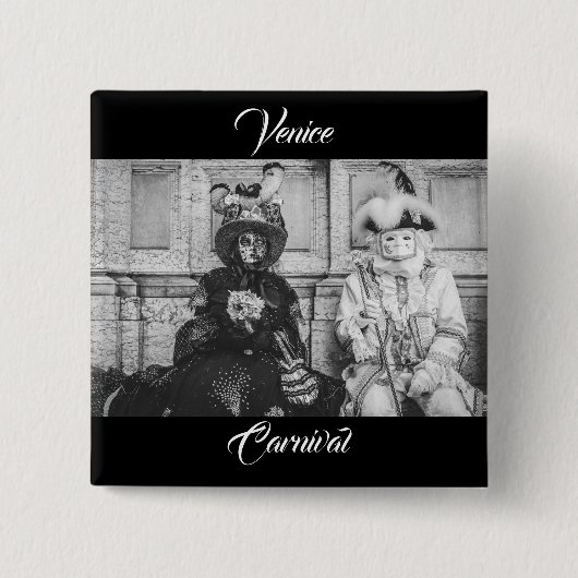 Paar Karnevalsmasken in Venedig Button (Vorderseite)