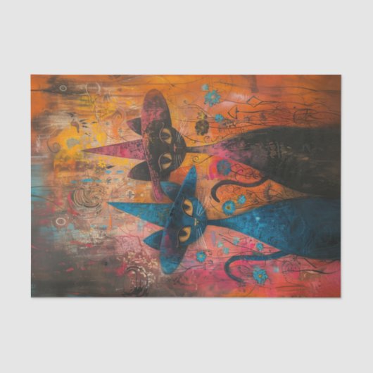 Paar Katzen, die Hats tragen Seidenpapier (Vorderseite)