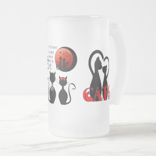 paar Katzen im Zuhause Mattglas Bierglas (VorderseiteRechts)