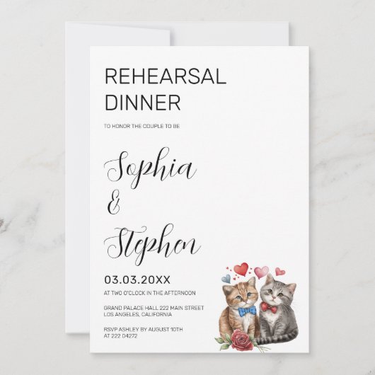 Paar Katzen in der Probe der Liebe Einladung (Vorderseite)