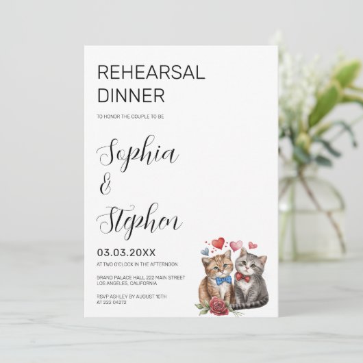 Paar Katzen in der Probe der Liebe Einladung (Stehend Vorderseite)