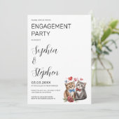 Paar Katzen in der Verlobung der Liebe Einladung (Stehend Vorderseite)