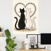 Paar Katzen in Liebe mit Blumenkohl Poster (Heimbüro)