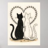 Paar Katzen in Liebe mit Blumenkohl Poster (Vorne)