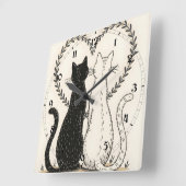 Paar Katzen in Liebe mit Blumenkohl Quadratische Wanduhr (Winkel)