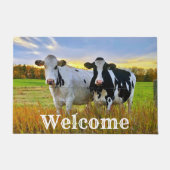 Paar Kühe in der Weide Willkommen Fußmatte (Vorderseite)