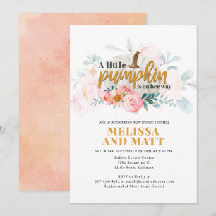 Paar-Kürbis-Aquarell-Blumen-Baby-Party Einladung