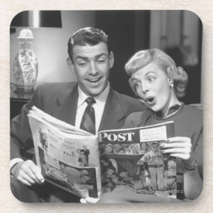 Paar-Lesezeitschrift Getränkeuntersetzer