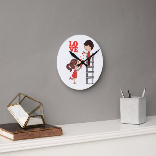Paar Liebe Rote Herzen Uhr