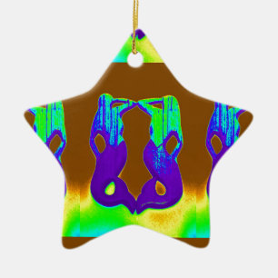 Paar lila Meerjungfrauen Keramik Ornament