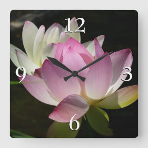Paar Lotusblumen II Quadratische Wanduhr