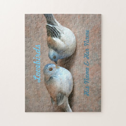 Paar Lovebirds mit Seinen und ihren Namen Puzzle (Vertikal)