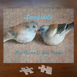 Paar Lovebirds mit Seinen und ihren Namen Puzzle