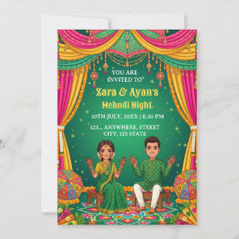 Paar Mehndi Nacht Zeremonie Einladungskarte Einladung