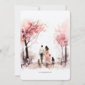 Paar mit 2 Dog Wasserfarbenvorlage Hochzeit Einladung (Rückseite)