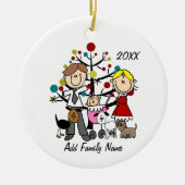 Paar mit Baby Girl Three Hogs Keramik Ornament (Vorne)