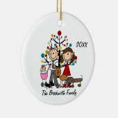 Paar mit Baby Girl Two Dogs Keramik Ornament (Rechts)