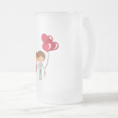 Paar mit Ballons Mattglas Bierglas (VorderseiteRechts)