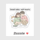 Paar mit Haustier – Small Talks Soft Hearts Design Aufkleber (Blatt)